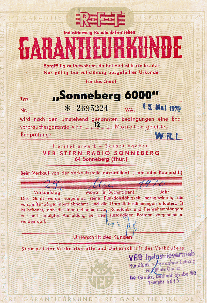 6000, 2695224, Garantie 001