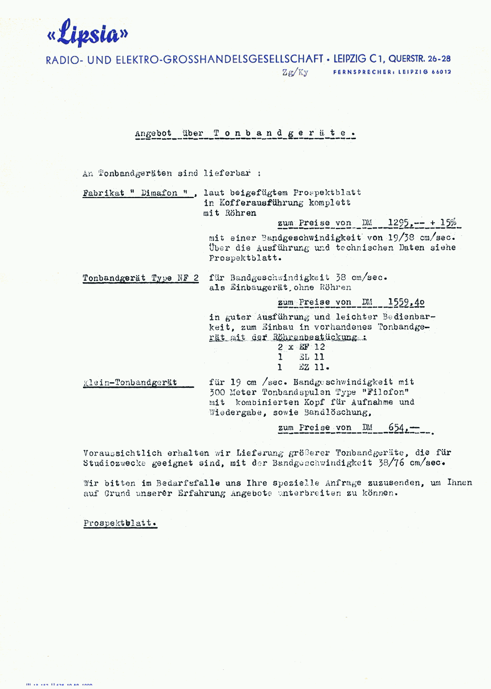 Lipsia, Anschreiben 23.01.54, 002