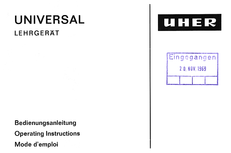 UNIVERSAL Lehrgerät, BDA