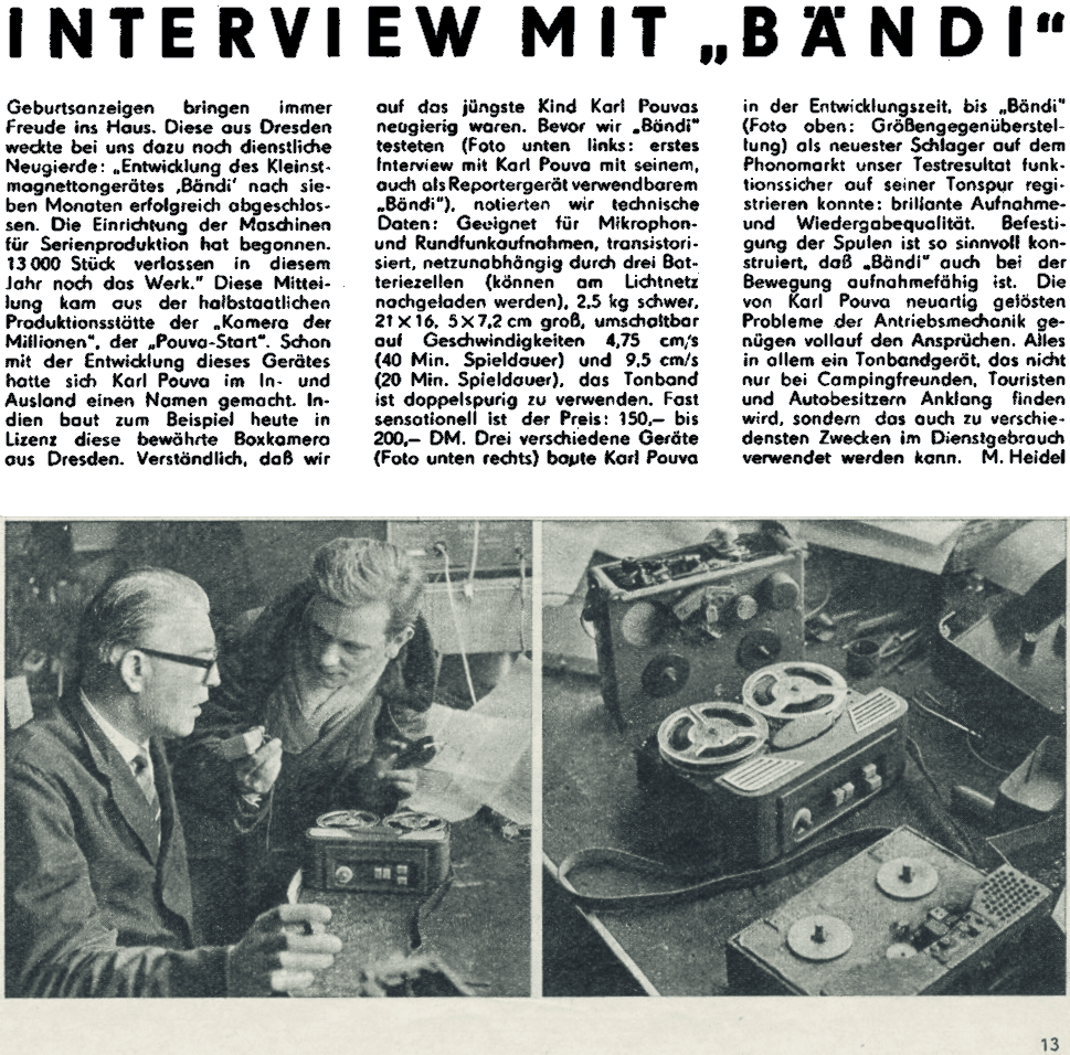 Bericht 01-1, BÄNDI Erprobungsmuster