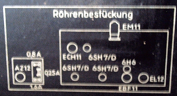 9 E 95, Röhrenplan