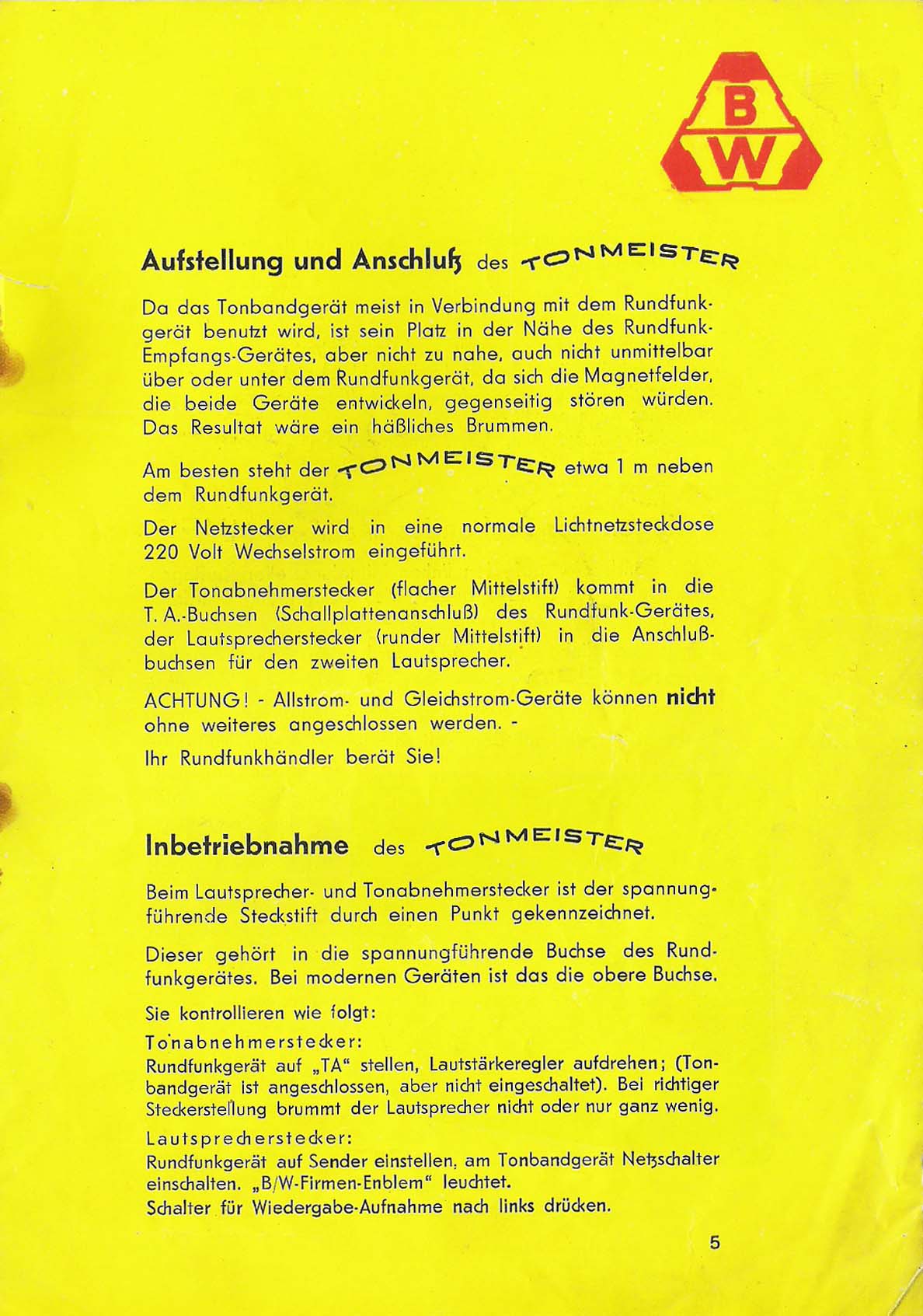 TONMEISTER 1 BA 05