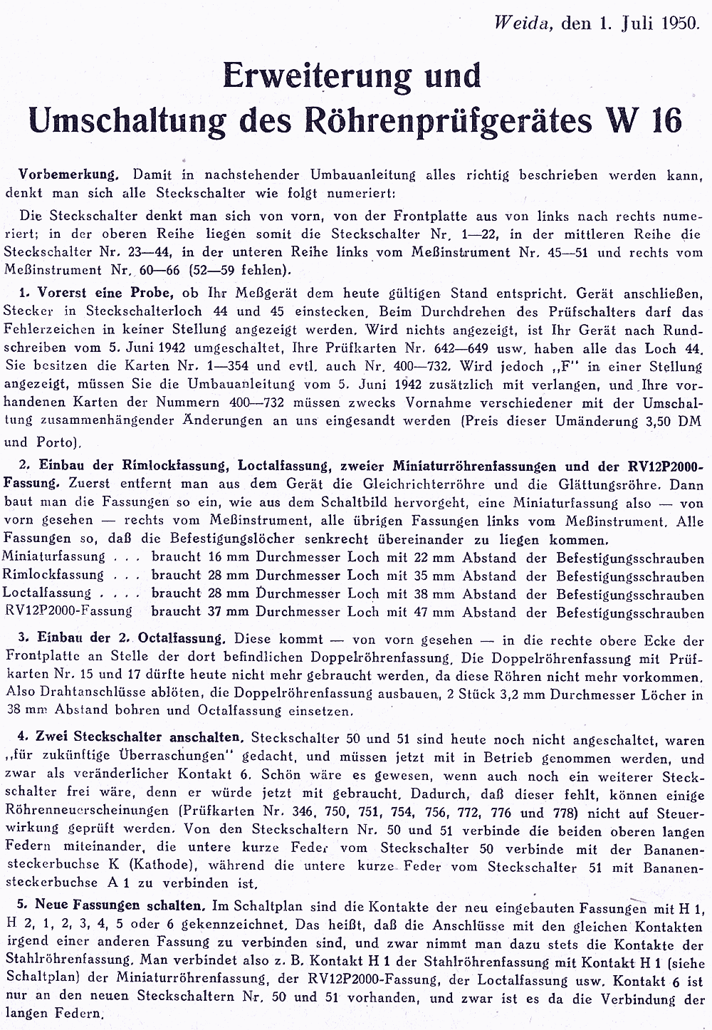 W16 Umbauanweisung 01.07.1950, 001