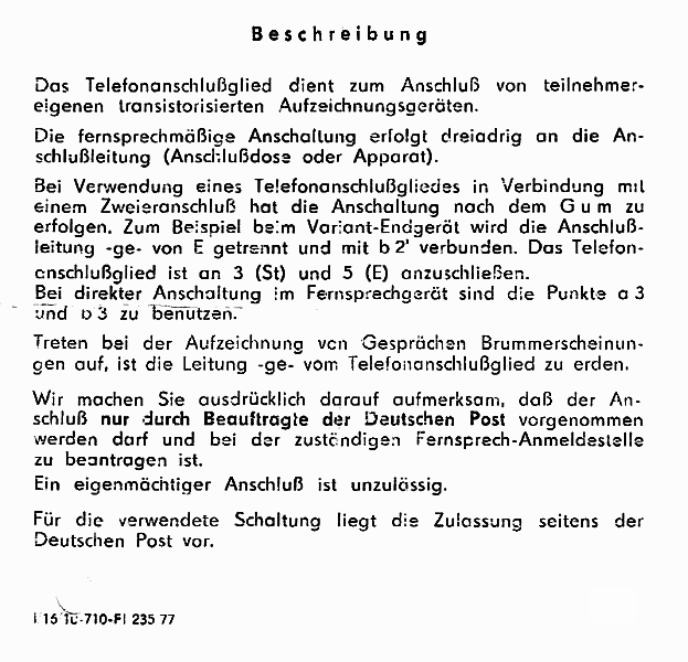 Telefonanschlußglied, 002