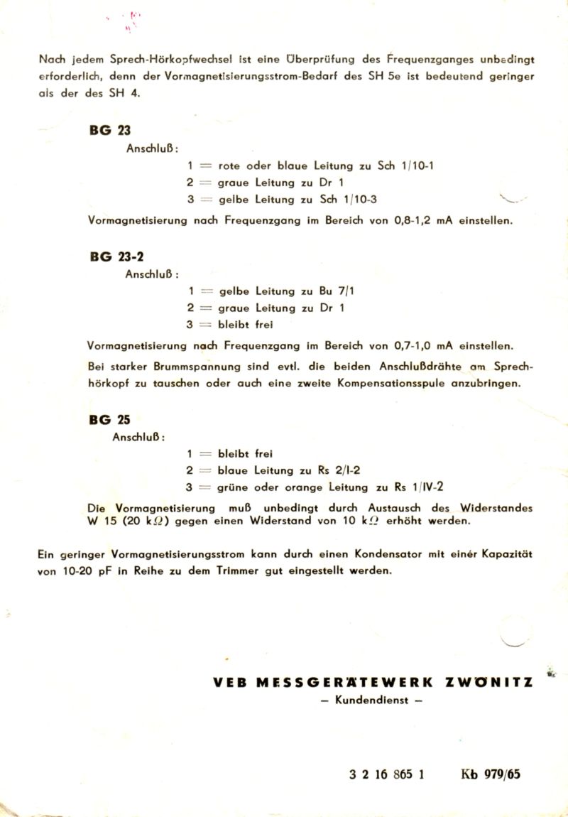 TI 65, Kombikopf SH 5e, 002