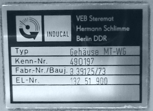 Fabrikschild am TI-613