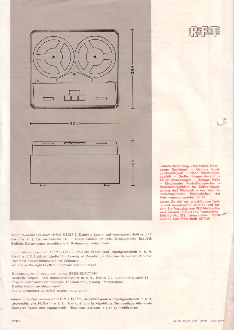 Werbe- und Datenblatt von 1960 (4)