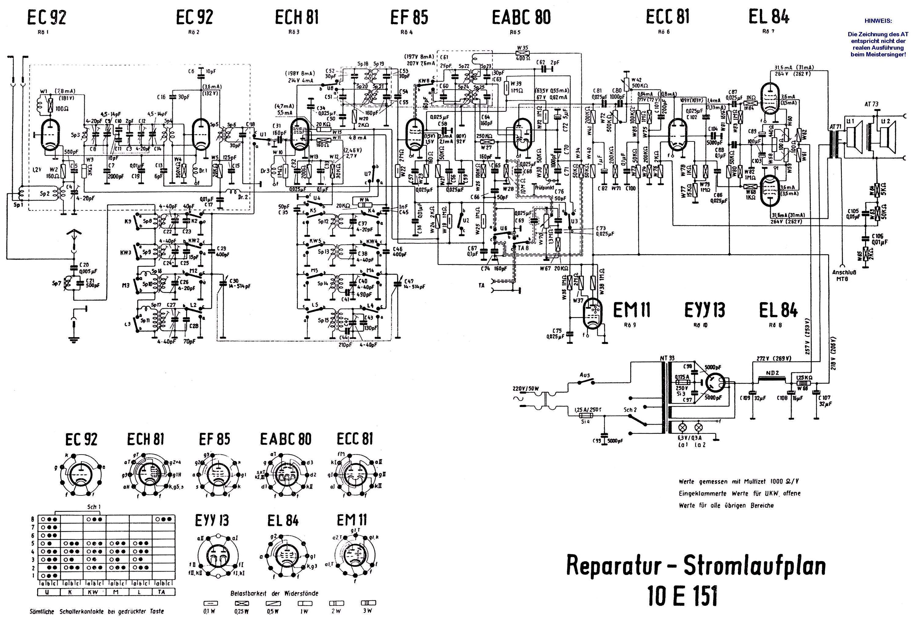 SB, 10 E 151, Reparaturschaltbild